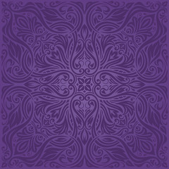 Violet purple Flowers, ornate vintage seamless pattern Floral background trendy fashion mandala design