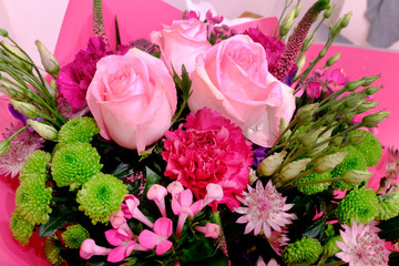 Flowers bouquet pink red