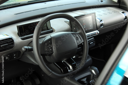 steering wheel in the new modern car