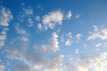 White cumulus clouds and blue sky