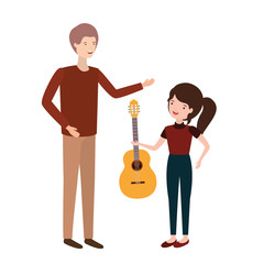 man with daughter and guitar character
