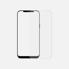 Realistic smartphone screen protector . Vector