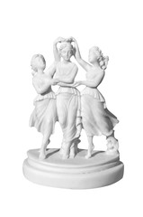Classical marble statues of three girls