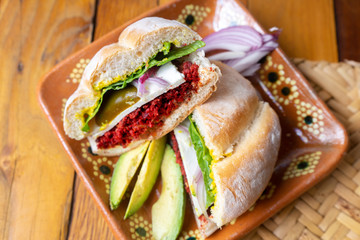 Mexican Food. Chorizo sandwich 