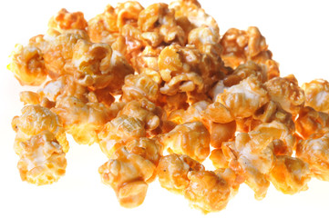 Healthy food. Diet popcorn isolated on white background. Close-up