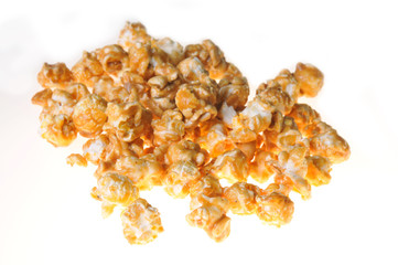 Healthy food. Diet popcorn isolated on white background. Close-up