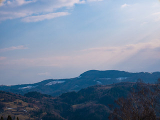 Fototapeta premium fog and cloud mountain valley landscape