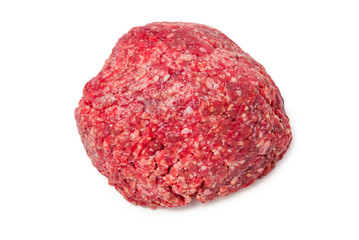 Raw chopped meat isolated on white background.