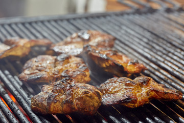 Pork neck on the grill