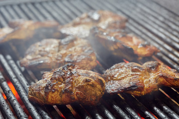 Pork neck on the grill