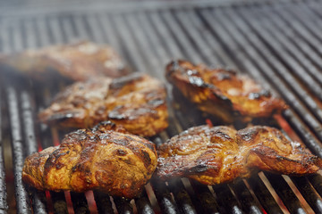 Pork neck on the grill
