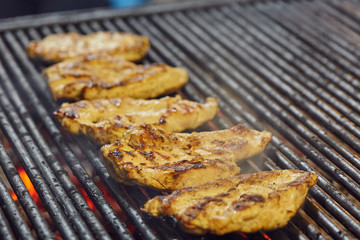 Chicken breasts on the grill