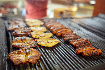 Grilling a variety of meat