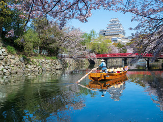 Landscape of Himeji Castle in spring.