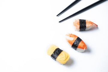Sushi on isolated white background