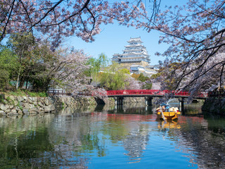 Landscape of Himeji Castle in spring.