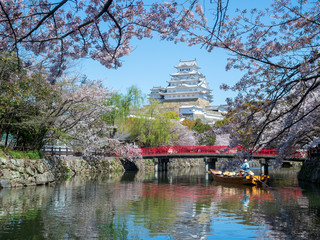 Landscape of Himeji Castle in spring.