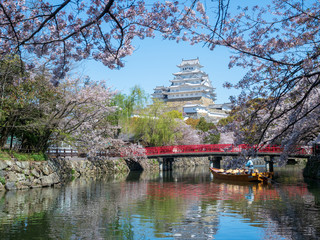 Landscape of Himeji Castle in spring.
