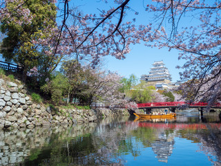 Landscape of Himeji Castle in spring.