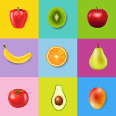 Fresh Fruits With Colorful Background