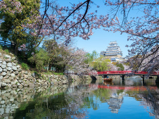 Landscape of Himeji Castle in spring.