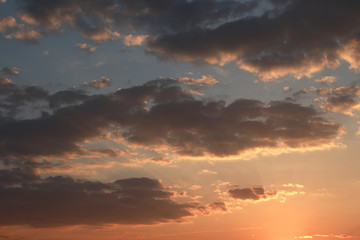 Fototapeta na wymiar Dramatic sunset clouds and blue sky