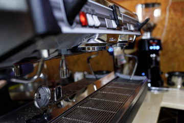 Fototapeta na wymiar Coffee machine for making real old school drink.