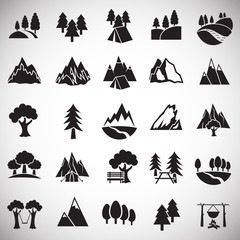 Outdoor landscape icons set on white background for graphic and web design. Simple vector sign. Internet concept symbol for website button or mobile app.