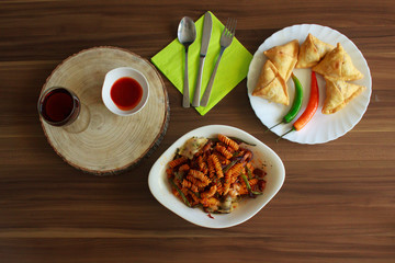 Pasta with Samosa