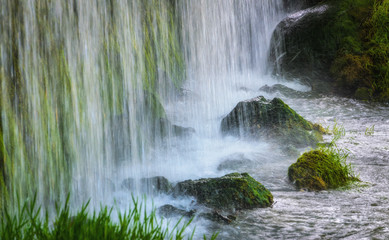 Closeup of a beautiful waterfall