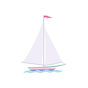 Colorful sailboat flat icon