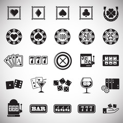 Casino icons set on white background for graphic and web design. Simple vector sign. Internet concept symbol for website button or mobile app.