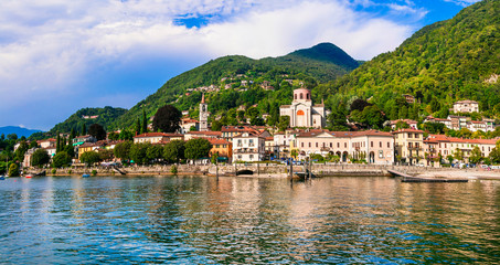 Fototapeta na wymiar Beautiful lakes of Italy - scenic Lago Maggiore, Laveno-mombello town