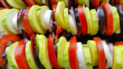Cut vegetables cooked for baking, food background