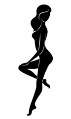 Silhouette of a sweet lady. The girl has a beautiful nude figure. A woman is a young sexy and slim model. Vector illustration