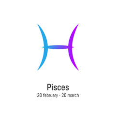Pisces zodiac sign illustration. Vector icon