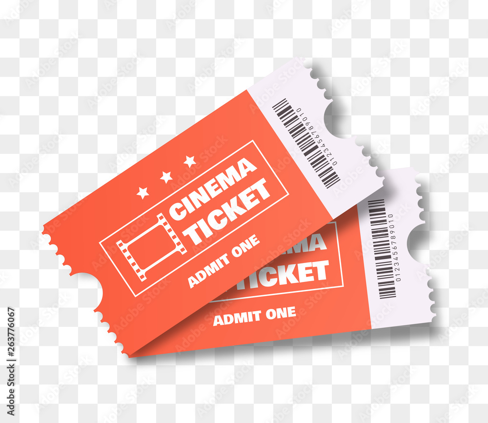 Sticker Cinema tickets isolated. Vector illustration.