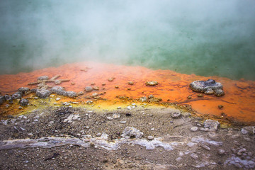 Obraz na płótnie Canvas Champagne pool in Rotorua geothermal park in New Zealand