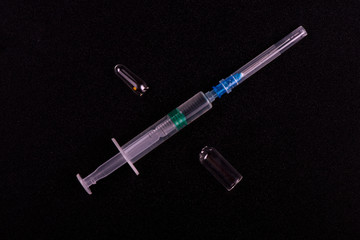 syringe close up. injection vial