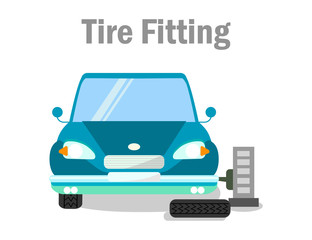 Tire Fitting Service Flat Vector Banner Template