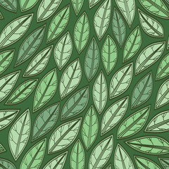 Vector Graphic Green Leaves Nature Seamless Pattern - 263778862