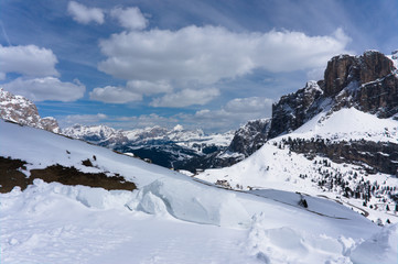 Fototapeta na wymiar High mountain cliffs in the Dolomites