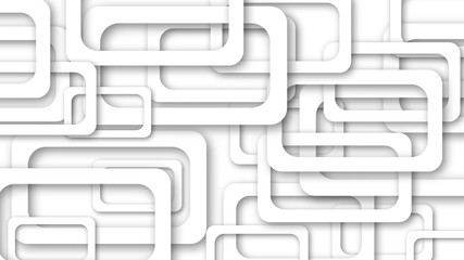 Abstract illustration of randomly arranged gray rectangle frames with soft shadows on white background