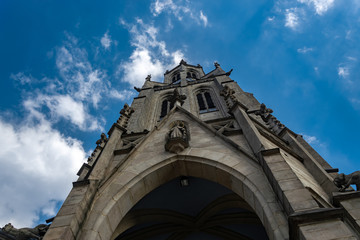 Catholic Church against a cloudy sky