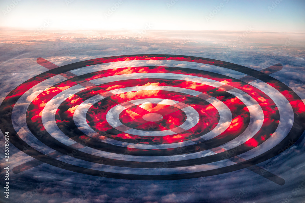 Poster hurricane as a target zone. climatic weapon concept. satellite view. elements of this image furnishe