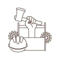 Obraz premium hand with construction tool box icon