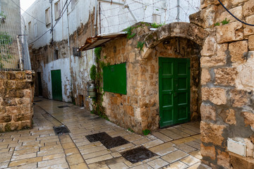 Dirty streets in the Old City of Akko. Taken in Acre, Israel.