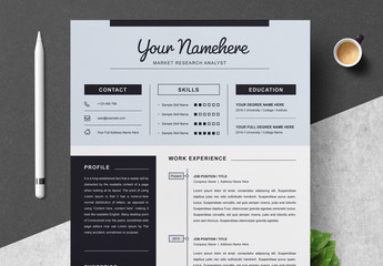 Resume and Cover Letter Layout with Blue Header and Black Sidebar