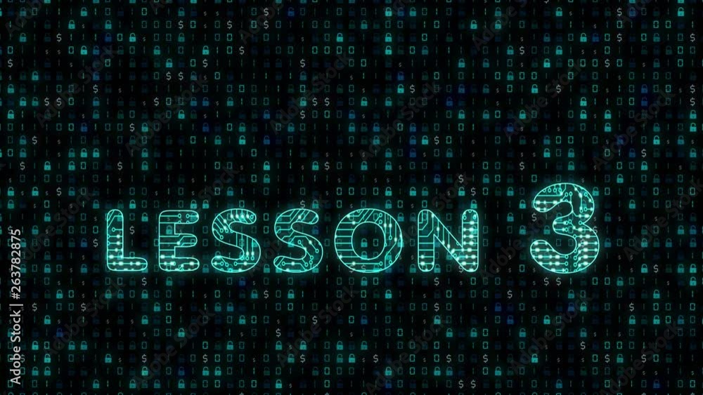 Poster lesson 3, text with a microprocessor electronics texture