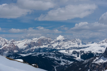 Fototapeta na wymiar High mountain cliffs in the Dolomites